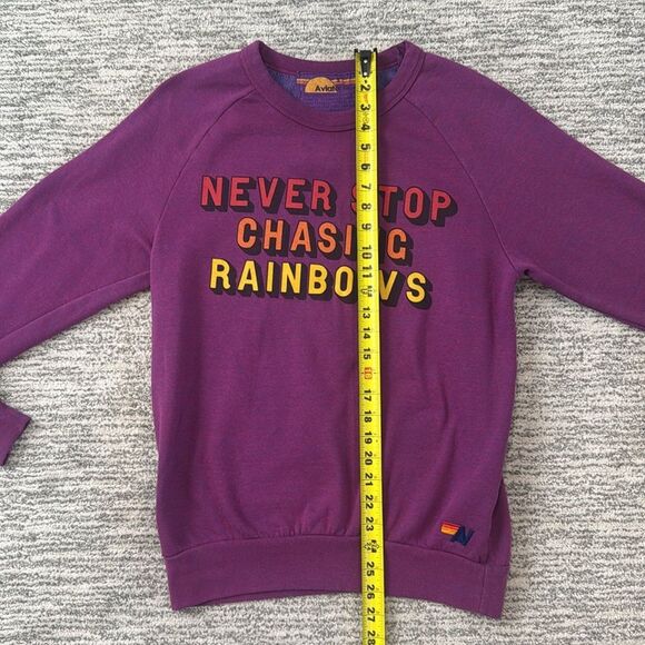 New Aviator Nation NEVER STOP CHASING RAINBOWS CREW SWEATSHIRT - PURPLE- Small - Picture 8 of 11